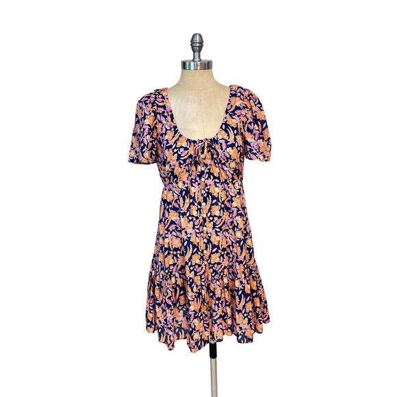 J. Crew Voile Beach Painted Block Print Floral Button Front Tiered Dress XS NWT - Picture 4 of 8